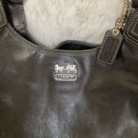 Coach Woman Black Leather Madison Maggie 3 Section Hobo Shoulder Tote Bag 14336 - Picture 8 of 17